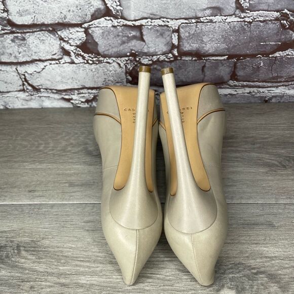 Casadei Cream Tan Patent Leather Platform Heels - Picture 10 of 15